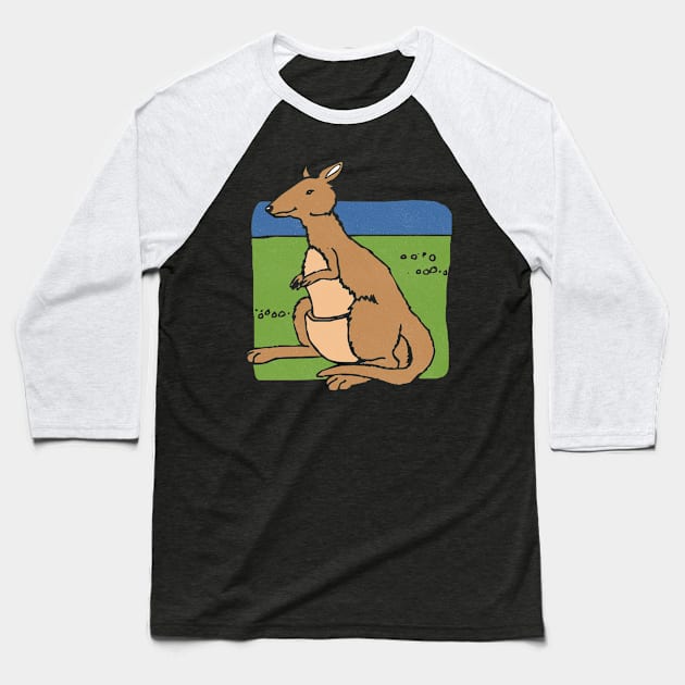 Kangaroo Baseball T-Shirt by AnKa Art